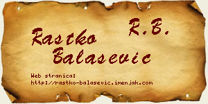 Rastko Balašević vizit kartica